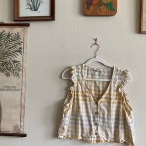 Madewell yellow plaid crop top